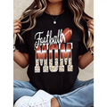 Women's Cotton Casual Short-Sleeve Football Mom Leopard Print T-Shirt - Breathable Style, Round Neck, Oversized Gym Fashion Top, Game Day Fall Essential
