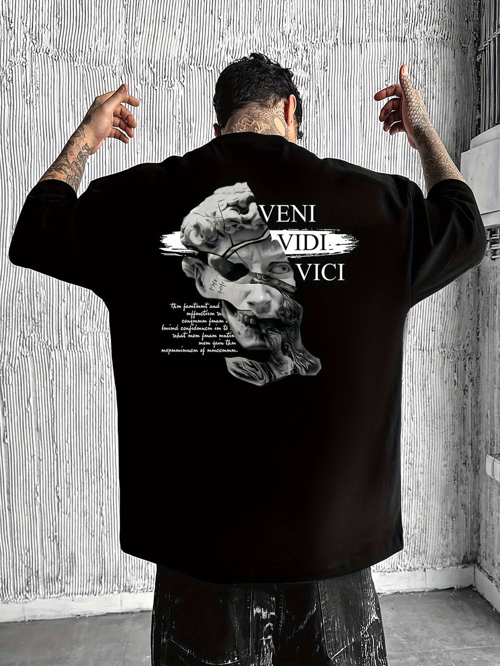 Men'S Casual Crew Neck T-Shirt Men‘s Broken Statue Graphic T‑Shirt, Men Streetwear Tee, Vintage Aesthetic Top for Daily Wear