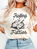 Rolling Fatties Cat T-Shirt,Cat Graphic Shirt,Cat Lovers Gift, Lover Shirt, Unhinged Shirt,Funny Shirts For Women Unisex