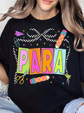 Para Unisex Tee, Paraeducator Back To School Teacher Graphic Casual Short Sleeve T‑Shirt
