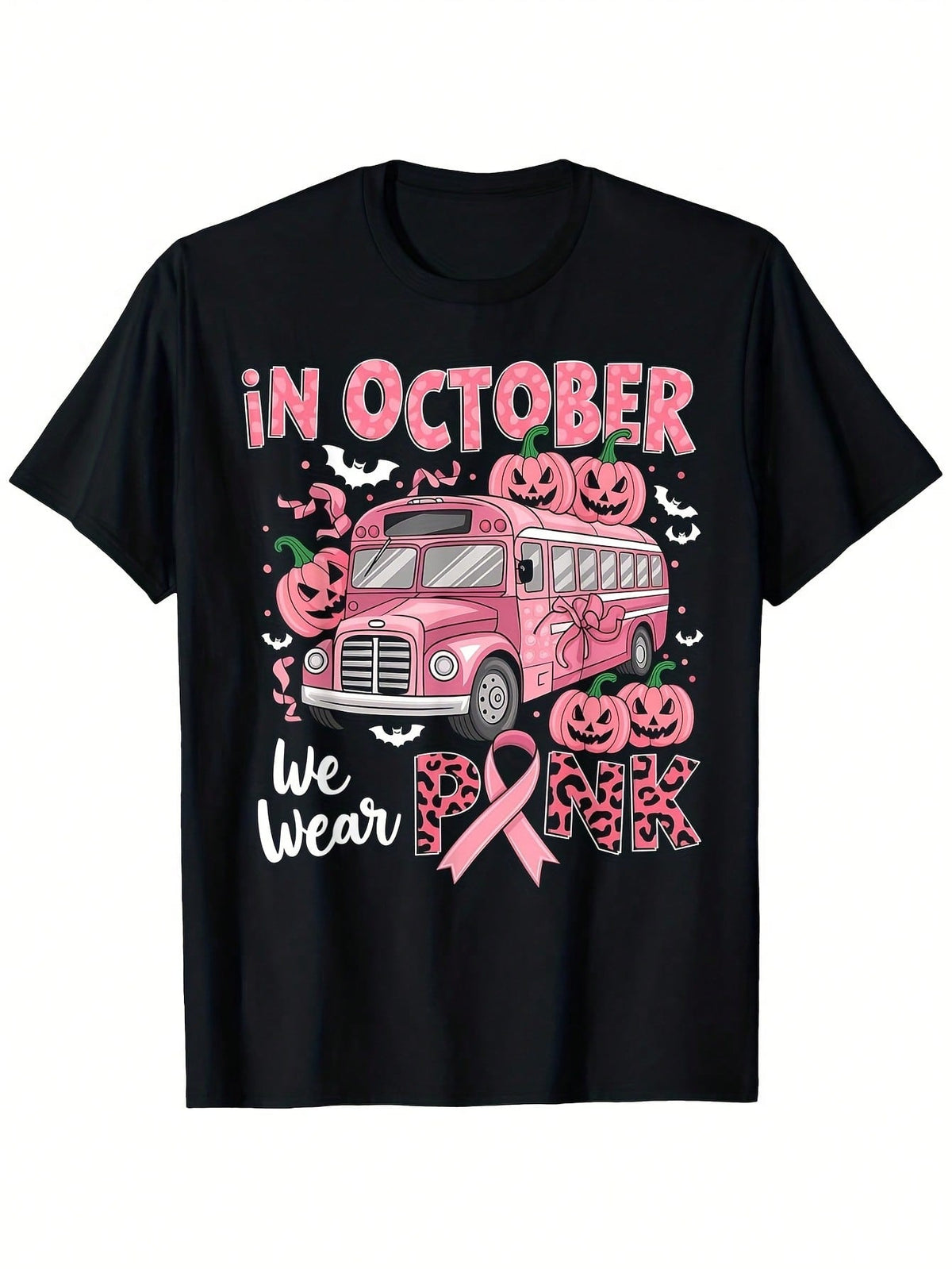 Plus Size - Pink Ribbon Bus Driver Breast Cancer Awareness T-Shirt| Loose Style, New Unisex Short-Sleeved, Casual And Comfortable