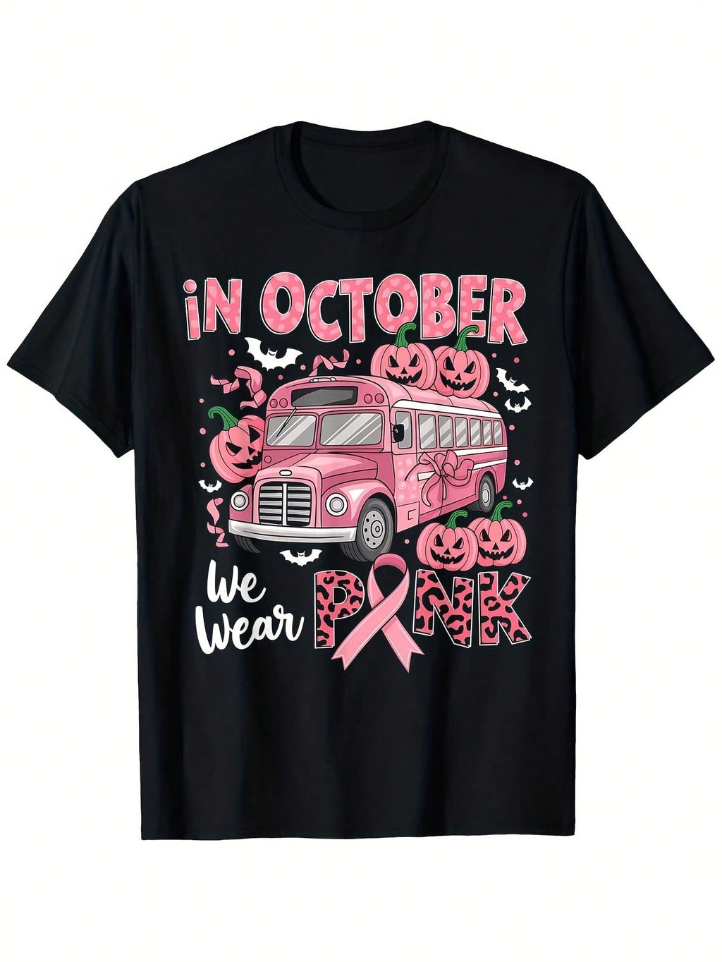 Plus Size - Pink Ribbon Bus Driver Breast Cancer Awareness T-Shirt| Loose Style, New Unisex Short-Sleeved, Casual And Comfortable