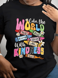 Color The World With Kindness Inspirational T-Shirt For Women Girls. Crayon Design With Positive Affirmations