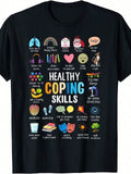 Healthy Coping Skills T‑Shirt, School Counselor Therapist Social Worker Graphic Tee, Mental Health Awareness Casual Short Sleeve Top