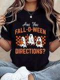 Are You Falloween Directions Funny Halloween Teacher Teach T-Shirt, Autumn Tops For Women
