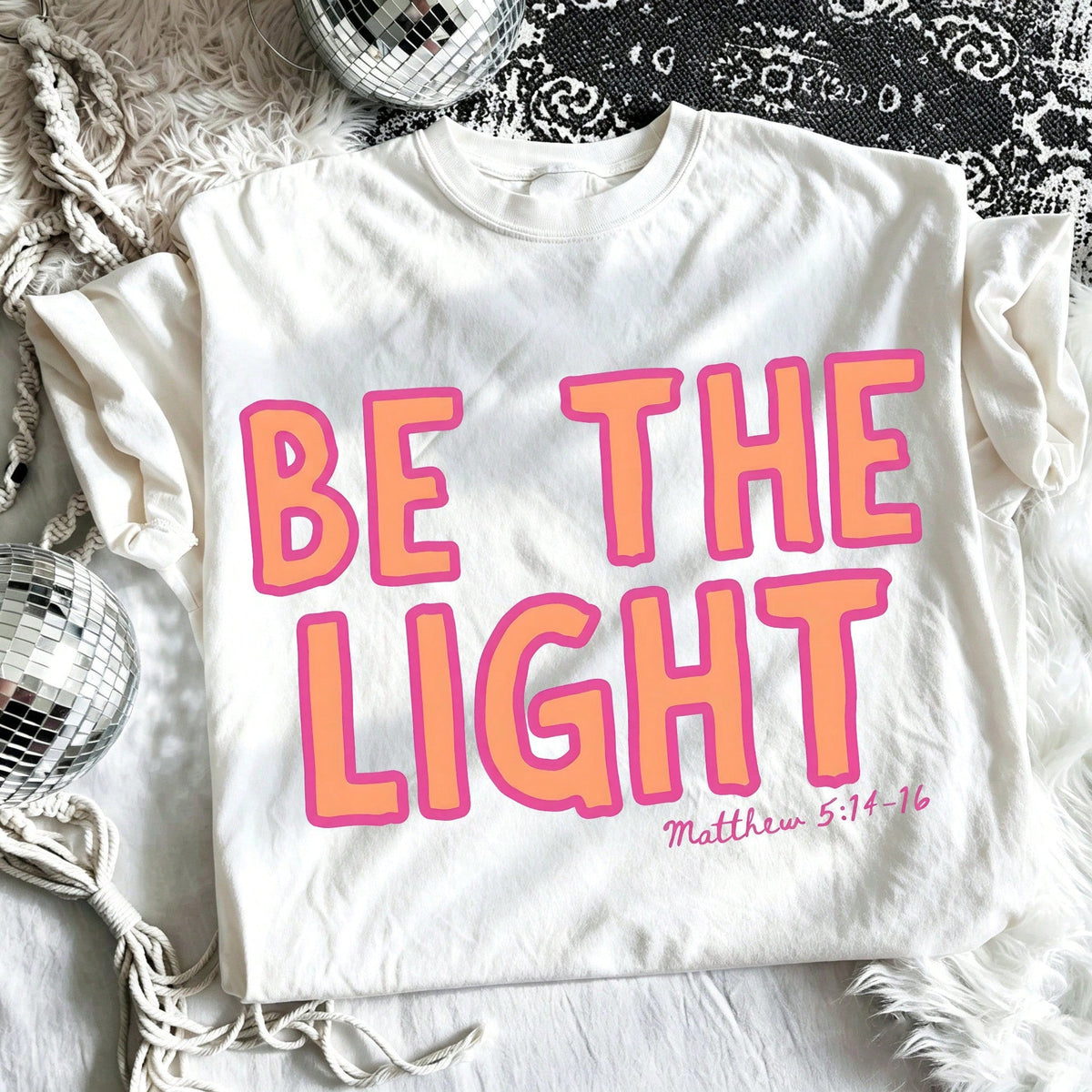 Be The Light Matthew Christian Faith Graphic Tee Religious Bible Verse Short Sleeve Women T-Shirt