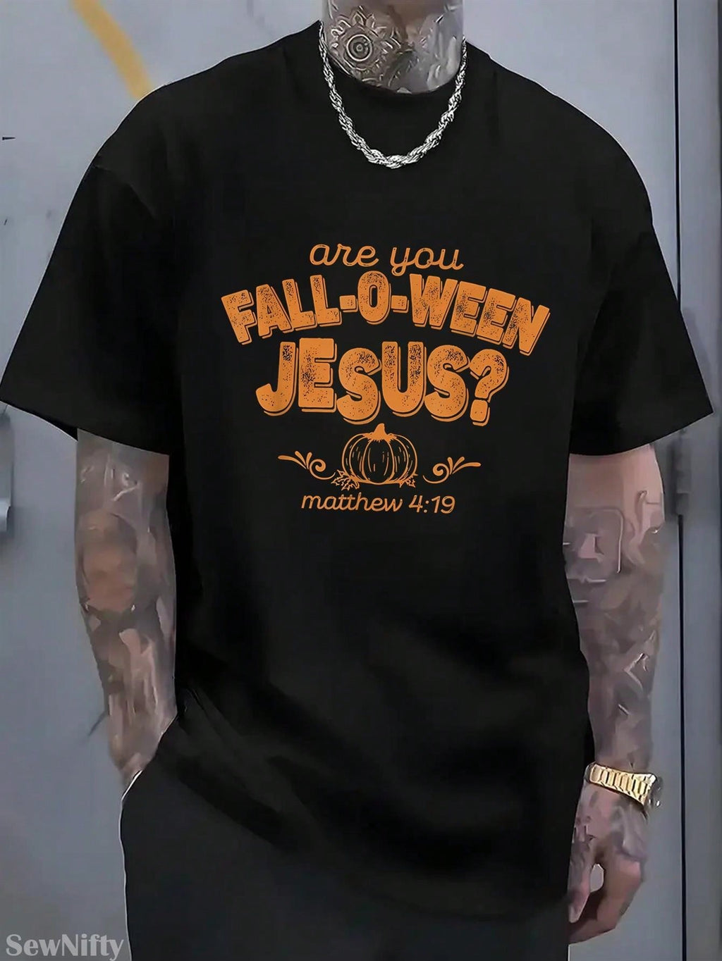 Are You Following Jesus Unisex Tee, Christian Halloween Pumpkin Graphic Casual Short Sleeve T‑Shirt