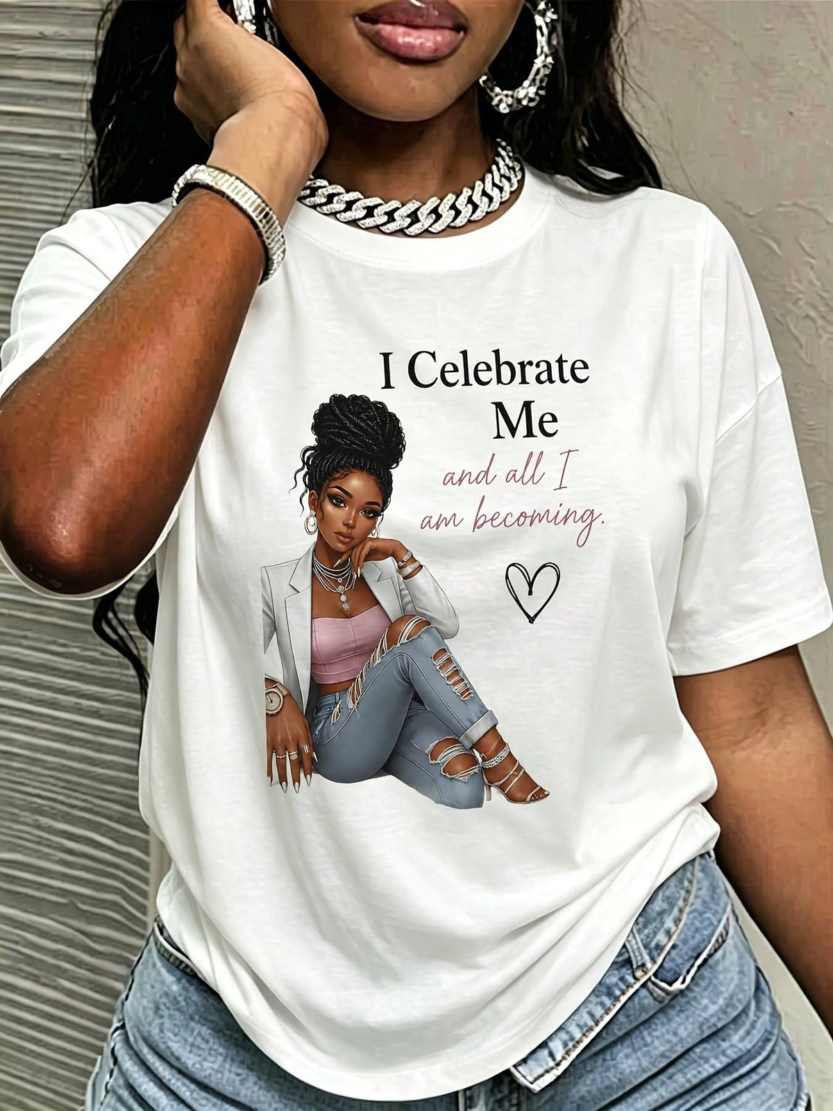 Women Black T Shirt I Celebrate Me Graphic Tee Empowering Quote Fashion Illustration Design Casual Wear Self Love Gift Soft Comfortable Fit