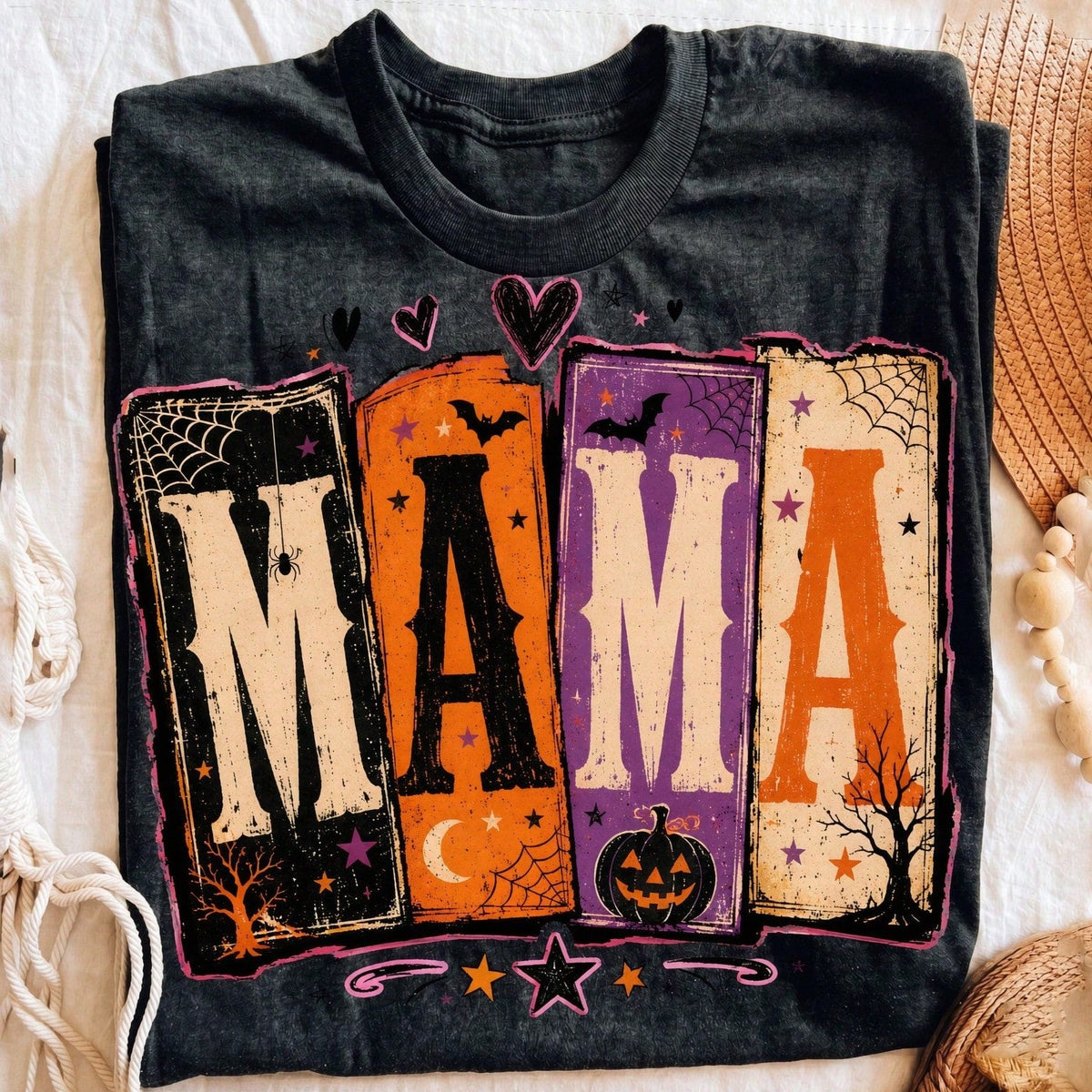 Halloween Mom Theme,Upgraded Print Design, Back To School Season Printed Women's Crew Neck T-Shirt
