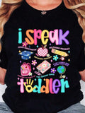 Funny Childcare Provider Short Sleeve T‑Shirt, I Speak Toddler Chaos Coordinator Meltdown Manager Preschool Teacher Graphic Casual Tee