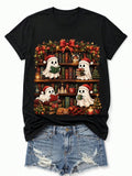 TShirt Cute Ghosts Reading Books On Christmas Bookshelf, Halloween Christmas Hot Gift