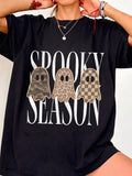Retro Patchwork Ghost Plaid Ghost Design Autumn Halloween Design，Women Clothing，Women Halloween Tshirts