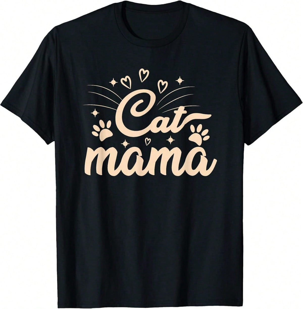 Women's T-Shirt With " CAT MOM" Lettering, Cat Lover T-Shirt