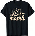 Women's T-Shirt With " CAT MOM" Lettering, Cat Lover T-Shirt