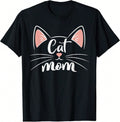 Women's T-Shirt With " CAT MOM" Lettering, Cat Lover T-Shirt