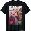 John Pork Calling Brainrot Meme T-Shirt, Unisex Short Sleeve Graphic Crewneck in Soft, Smooth 100% Cotton