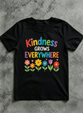 Kindness Floral Short Sleeve T-Shirt, Kindness Grows Everywhere Inspirational Casual Graphic Top