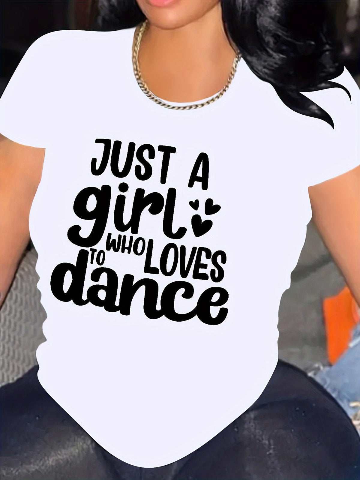 Just A Girl Who Loves To Dance Women's Graphic T‑Shirt, Casual Short‑Sleeve Crew Neck Dance Lover Slogan Summer Tops