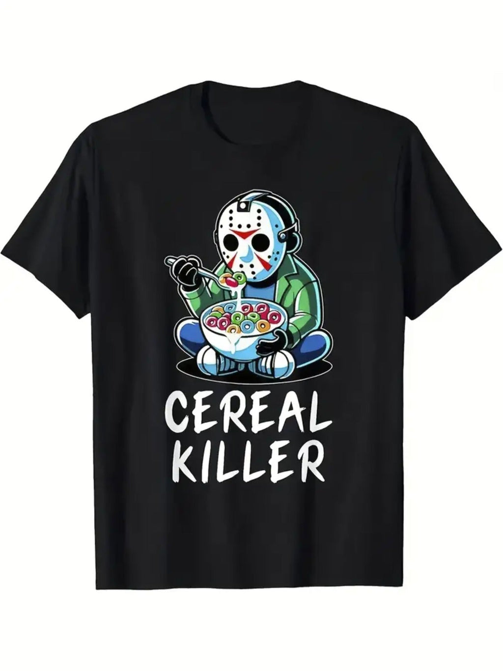 Men'S Humorous Horror-Themed Cereal Mashup Graphic T-Shirt HALLWEEN SHIRT