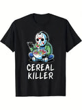 Men'S Humorous Horror-Themed Cereal Mashup Graphic T-Shirt HALLWEEN SHIRT