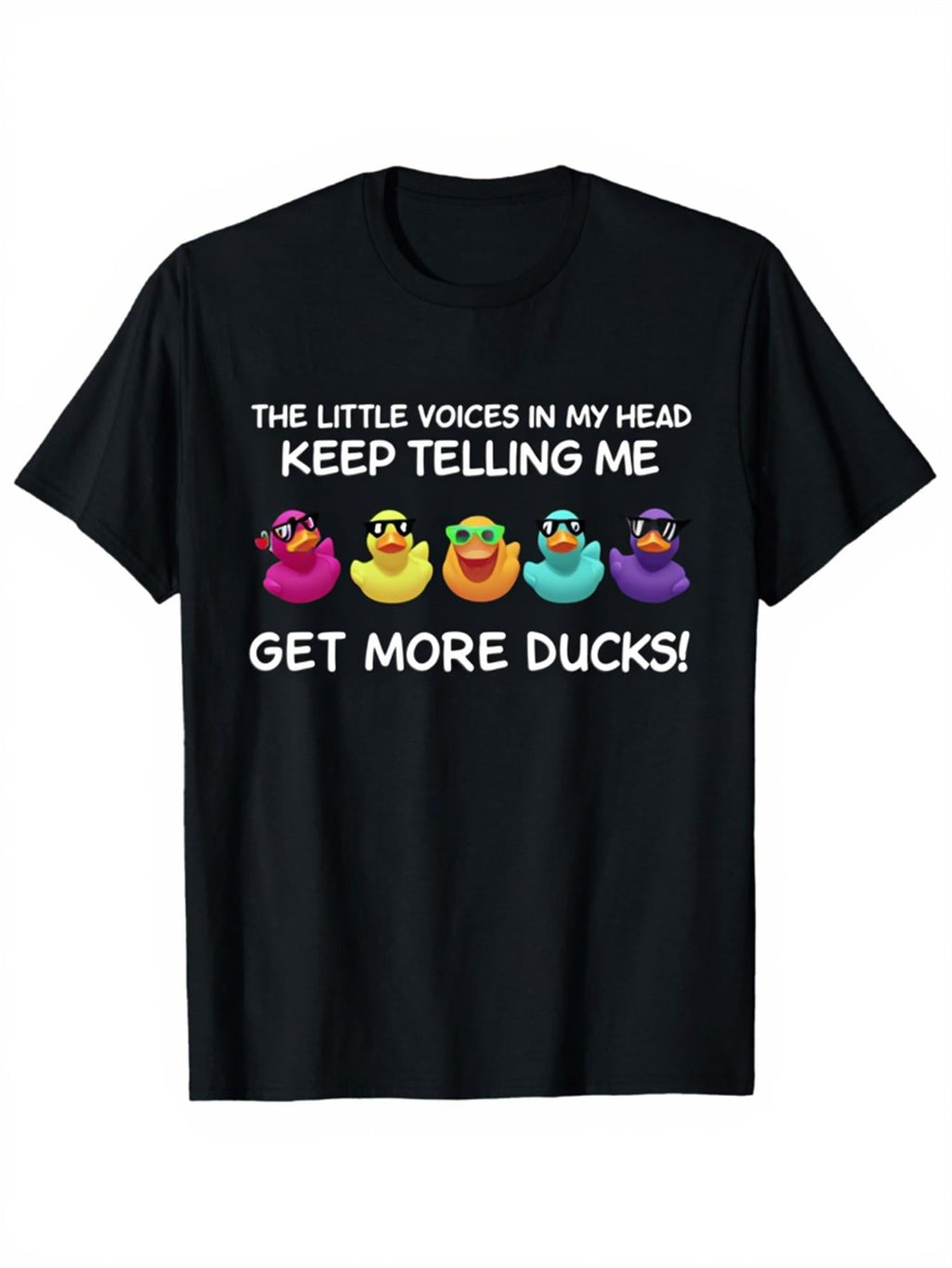 Funny Rubber Duck T-Shirt for Women Men The Little Voices In My Head Get More Ducks Graphic Tee Casual Short Sleeve Novelty Top