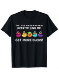 Funny Rubber Duck T-Shirt for Women Men The Little Voices In My Head Get More Ducks Graphic Tee Casual Short Sleeve Novelty Top