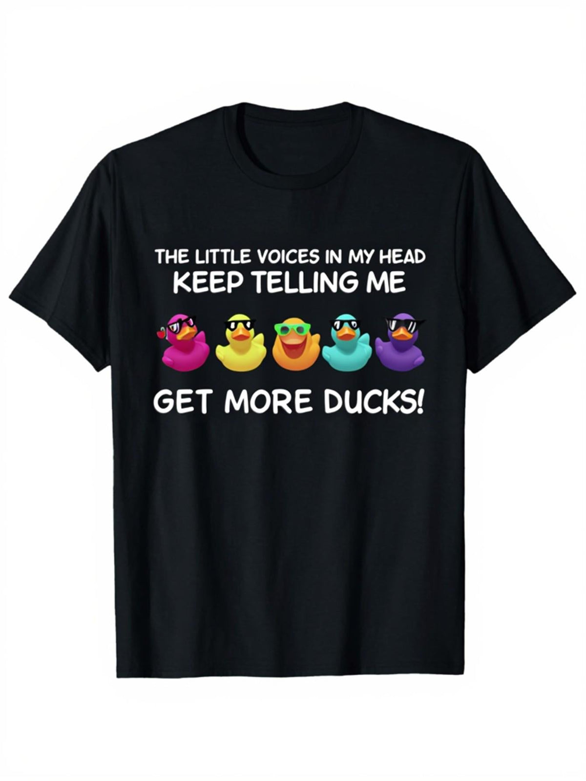 Funny Rubber Duck T-Shirt for Women Men The Little Voices In My Head Get More Ducks Graphic Tee Casual Short Sleeve Novelty Top