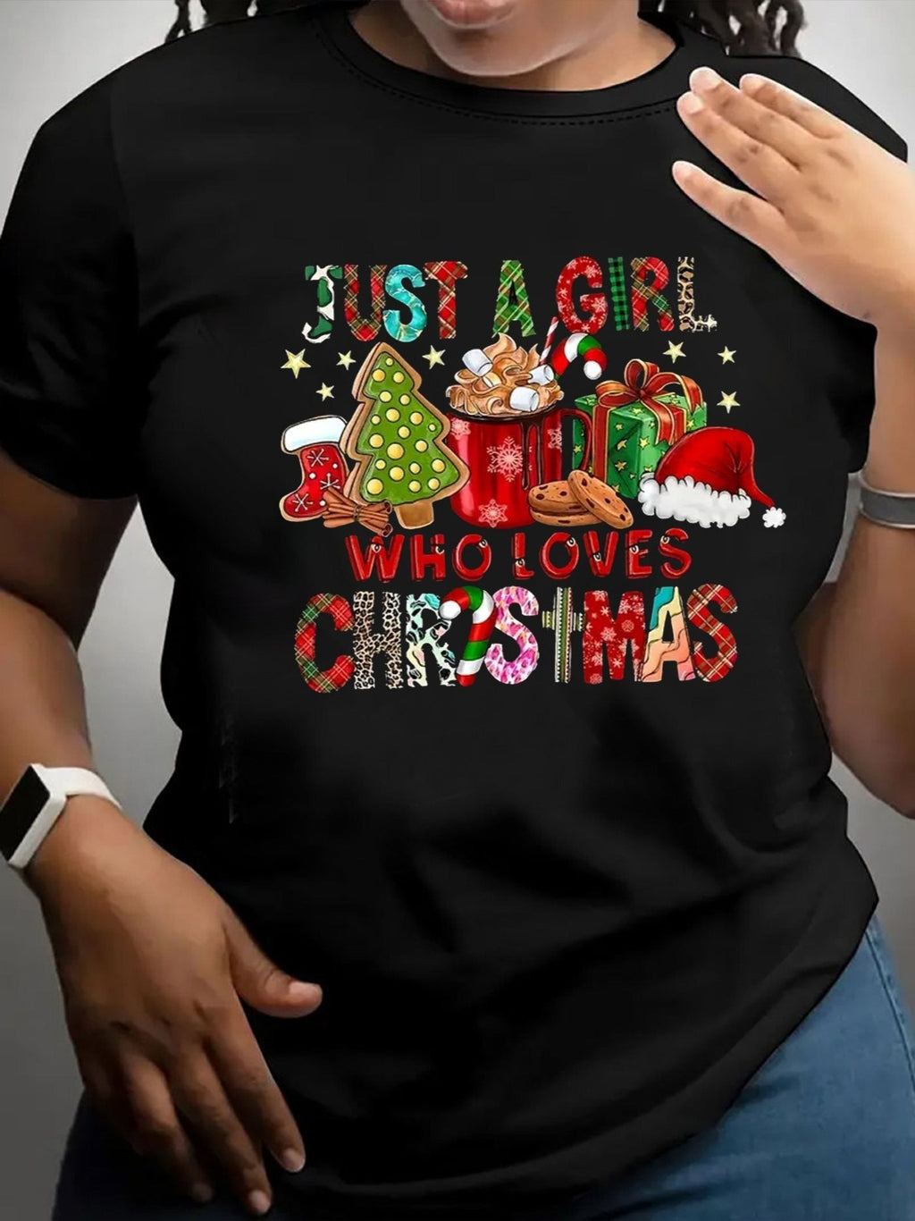 Women Christmas Casual Short Sleeve Tee Comfortable Crew Neck, Soft Adorable Tees Tops