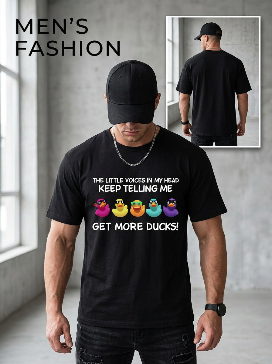Funny Rubber Duck T-Shirt for Women Men The Little Voices In My Head Get More Ducks Graphic Tee Casual Short Sleeve Novelty Top