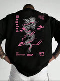 Men's Dragon Graphic Round Neck Casual Tee,Soft Comfortable T-shirt for Summer for Daily Wear, Men Tshirts
