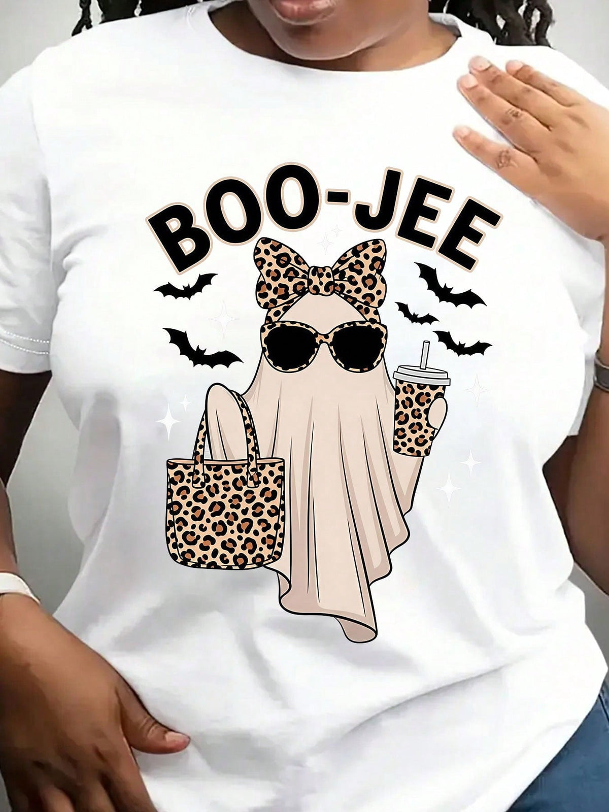 Boo-Jee Ghost T-Shirt, Leopard Ghost Tee, Ghost Coffee Shirt, Funny Fall Shirt, Ghost Tee, Girly Halloween Gift, Boojee Shirt
