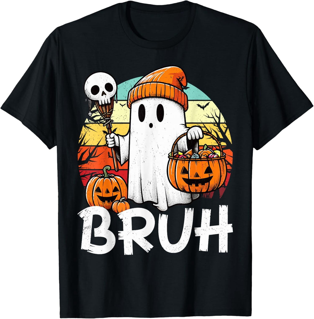 Bruh Ghost Funny Halloween Boo Spooky Season Unisex T-Shirt
