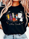 Custom Halloween Teacher Shirt, Funny Teacher Life Tee, Spooky School Supplies, Back To School Gift Cute Ghost Preschool Tee, Funny T-Shirt