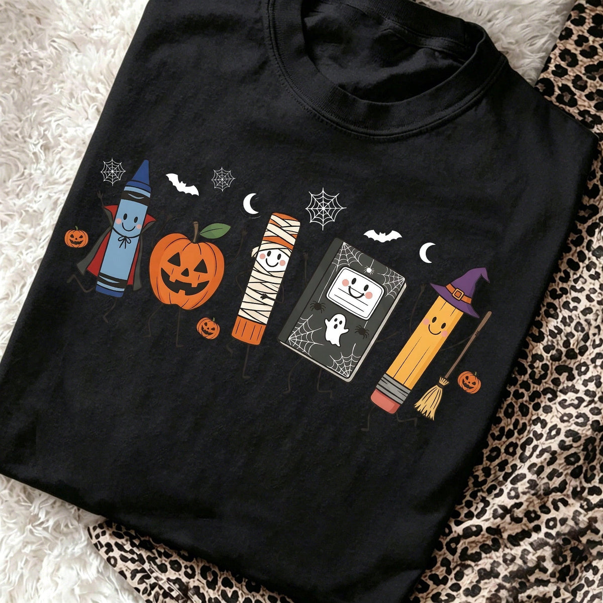Halloween Teacher T-Shirt Cute School Supplies Witch Pencil Tee
