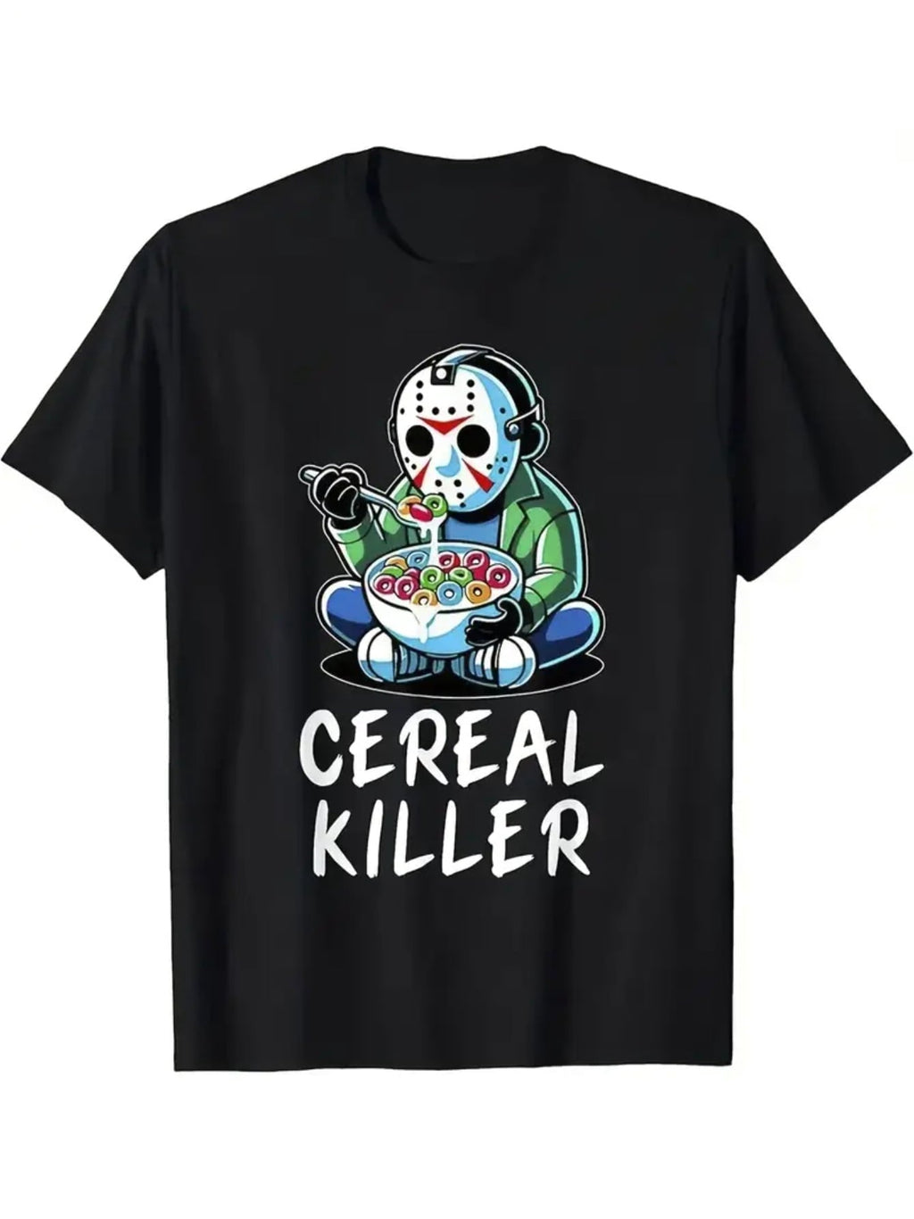 Men'S Humorous Horror-Themed Cereal Mashup Graphic T-Shirt HALLWEEN SHIRT