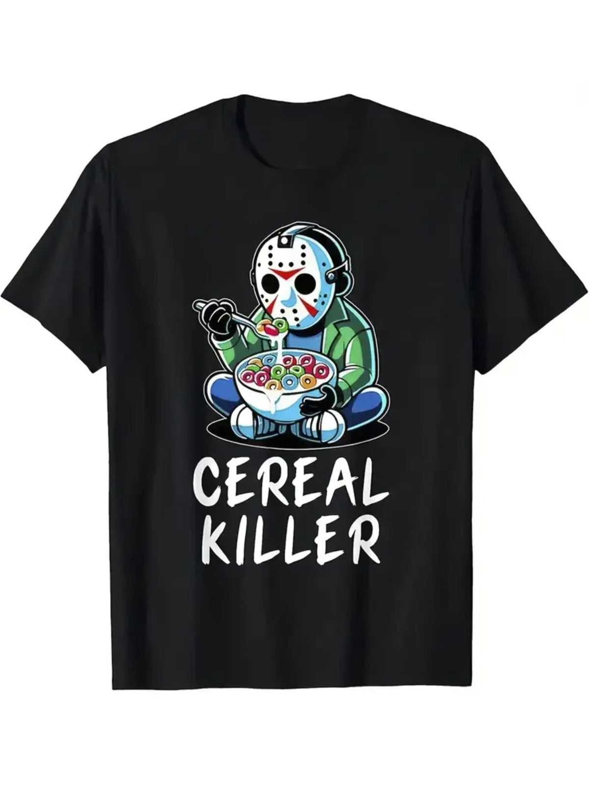 Men'S Humorous Horror-Themed Cereal Mashup Graphic T-Shirt HALLWEEN SHIRT