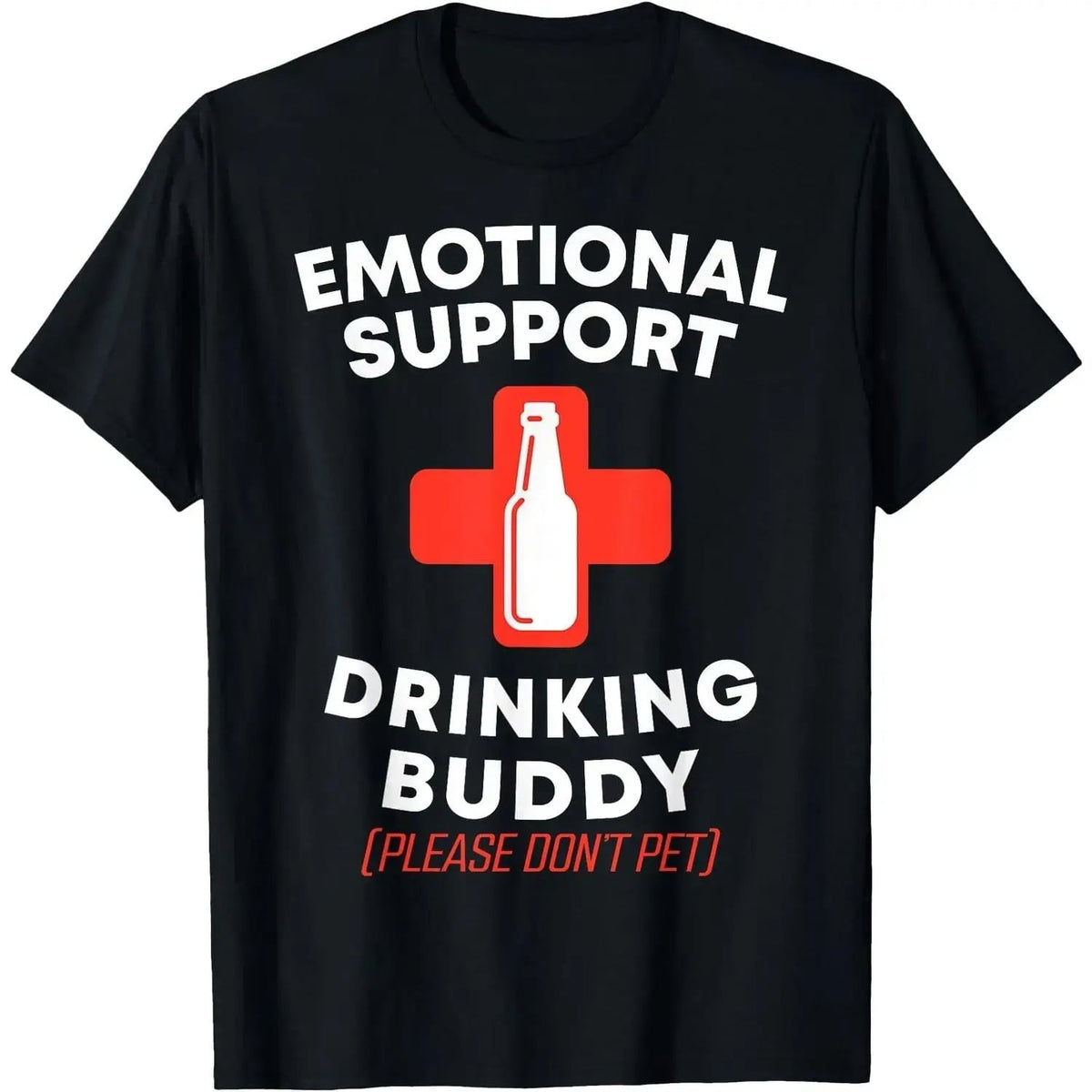 Men's Basic Short-Sleeve Round Neck Casual Streetwear Funny Graphic T-Shirt - Menswear Emotional Support Drinking Buddy Top, Shortsleeve, Men's T Shirts, Funny Shirts