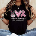 Peace Love Cure Breast Cancer Awareness Graphic T‑Shirt, Women Crew Neck Short Sleeve Tee，Summer Casual Women T shirts