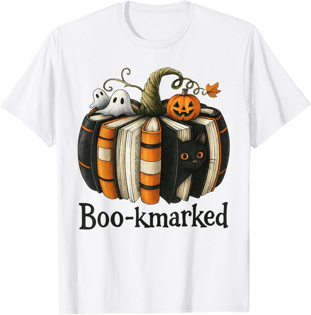 Pumpkin Book Boo-Marked Bookmark Halloween Design Unisex T-Shirt