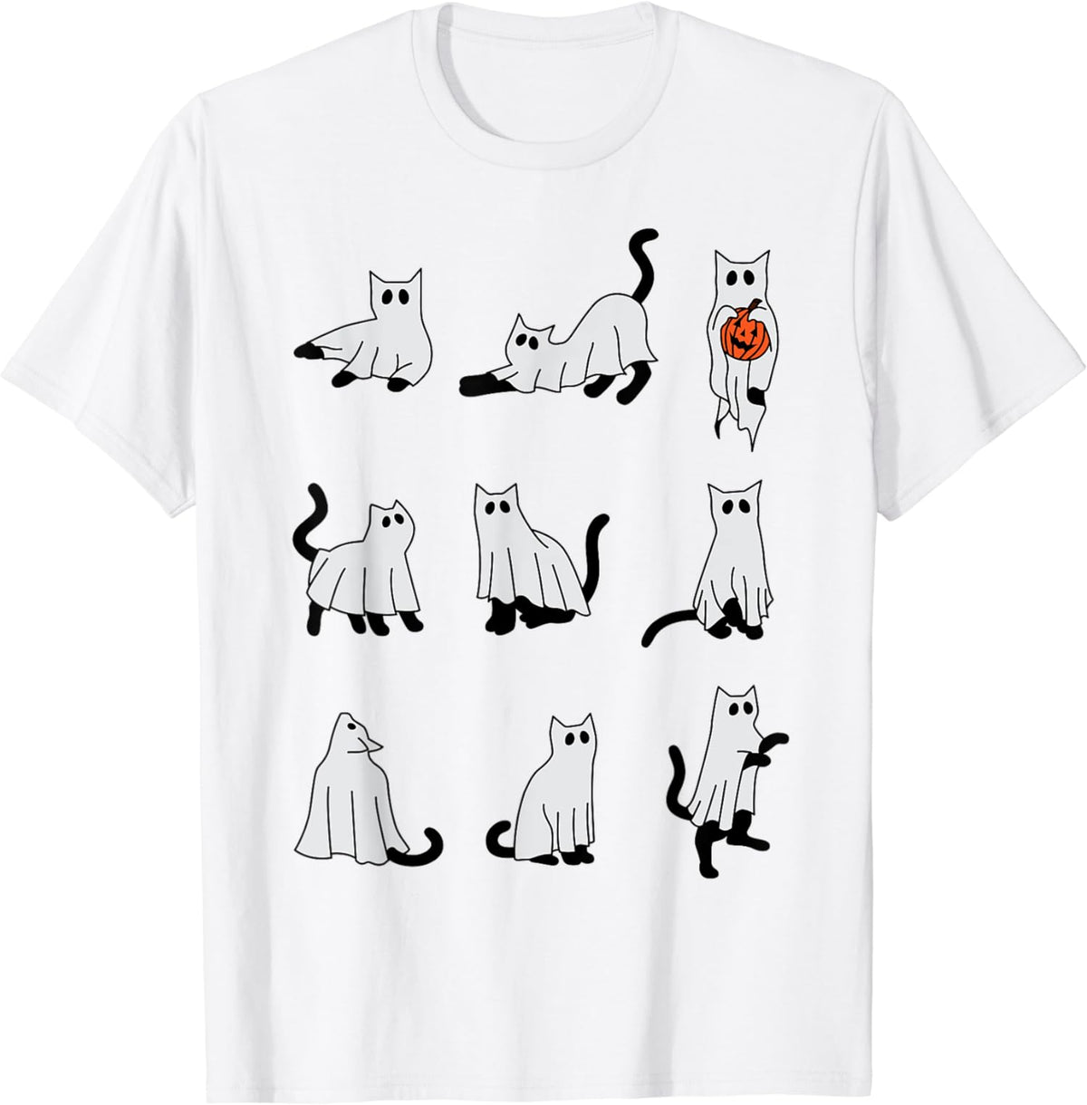 Cat Ghost Spooky Cute Halloween Funny Costume Gift Unisex T-Shirt