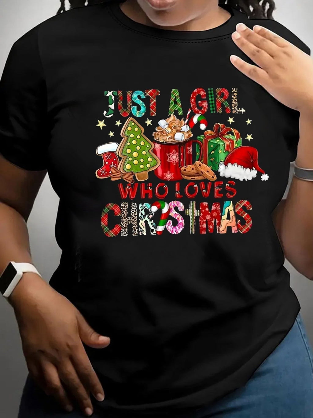 Women Christmas Casual Short Sleeve Tee Comfortable Crew Neck, Soft Adorable Tees Tops