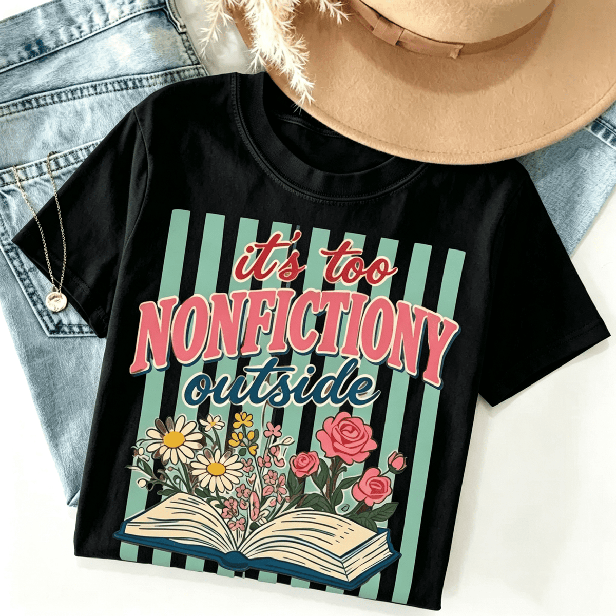 Women's Book Lover Graphic Crew‑Neck T‑Shirt,  Floral Open Book Print Short‑Sleeve Tee, Bookworm Reader Aesthetic Casual Top