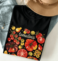 Women's Casual Crew-Neck Short-Sleeve T-Shirt, Vibrant Tomato and Herb Graphic Print, Breathable Summer Spring Top Women Clothing