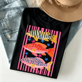 Women's Fish Graphic Crew‑Neck T‑Shirt,  Hand‑Painted Fish Star Stripe Print Short‑Sleeve Tee, Cotton Summer Vacation Beach Casual Top