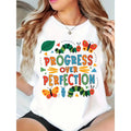 Women's Retro Cotton Print Short-Sleeve Round Neck Casual T-Shirt - First Day of School Teacher Tee with Inspiring Educational Quotes