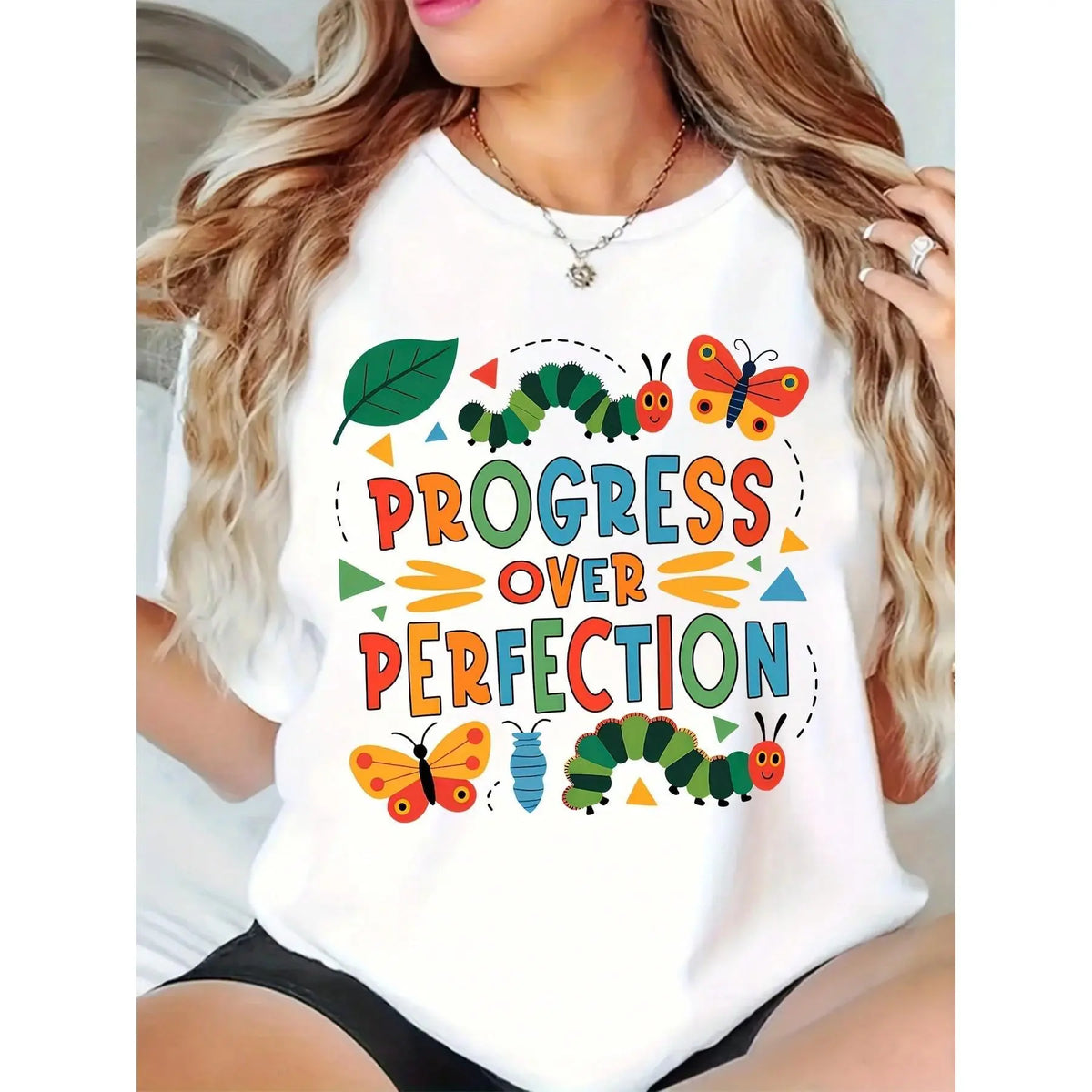 Women's Retro Cotton Print Short-Sleeve Round Neck Casual T-Shirt - First Day of School Teacher Tee with Inspiring Educational Quotes