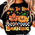 Women's Retro Cute Pumpkin Graphic Thanksgiving Soft Cotton Crew Neck Casual Short-Sleeve Tshirts Women Clothing Thanksgiving Teacher Tshirts