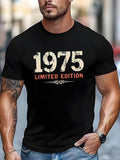 Men’s Vintage “1975 Limited Edition” Letter Print Graphic T‑Shirt, Retro Short‑Sleeve Crewneck Tee，Men Tshirts