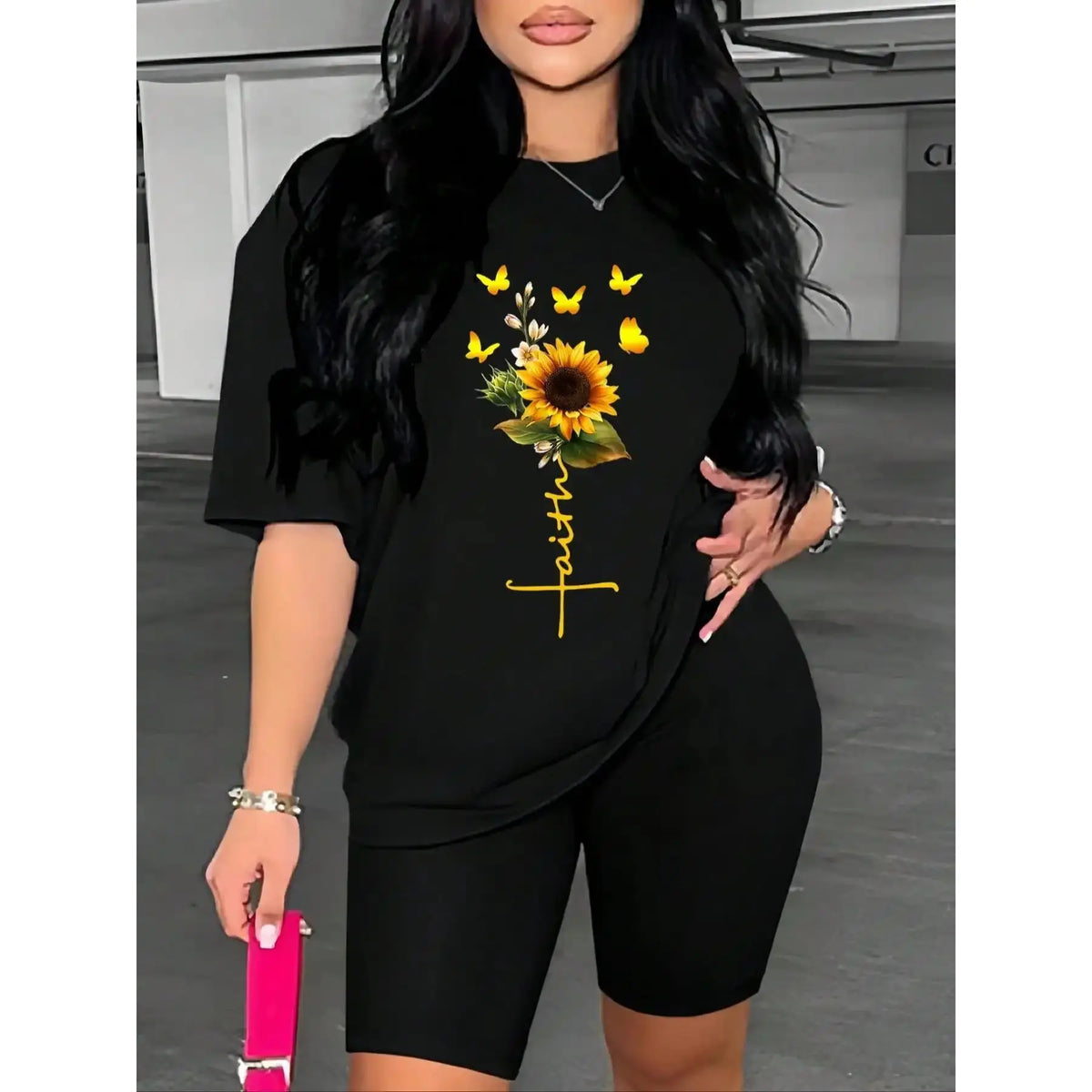 Women's Floral Motif Drop Shoulder Half Sleeve T-Shirt, Comfort Crewneck Round Neck Top, Casual Summer Daily Wear Fitted Tee, Tshirt, Crew Neck, Machine Wash, Printed