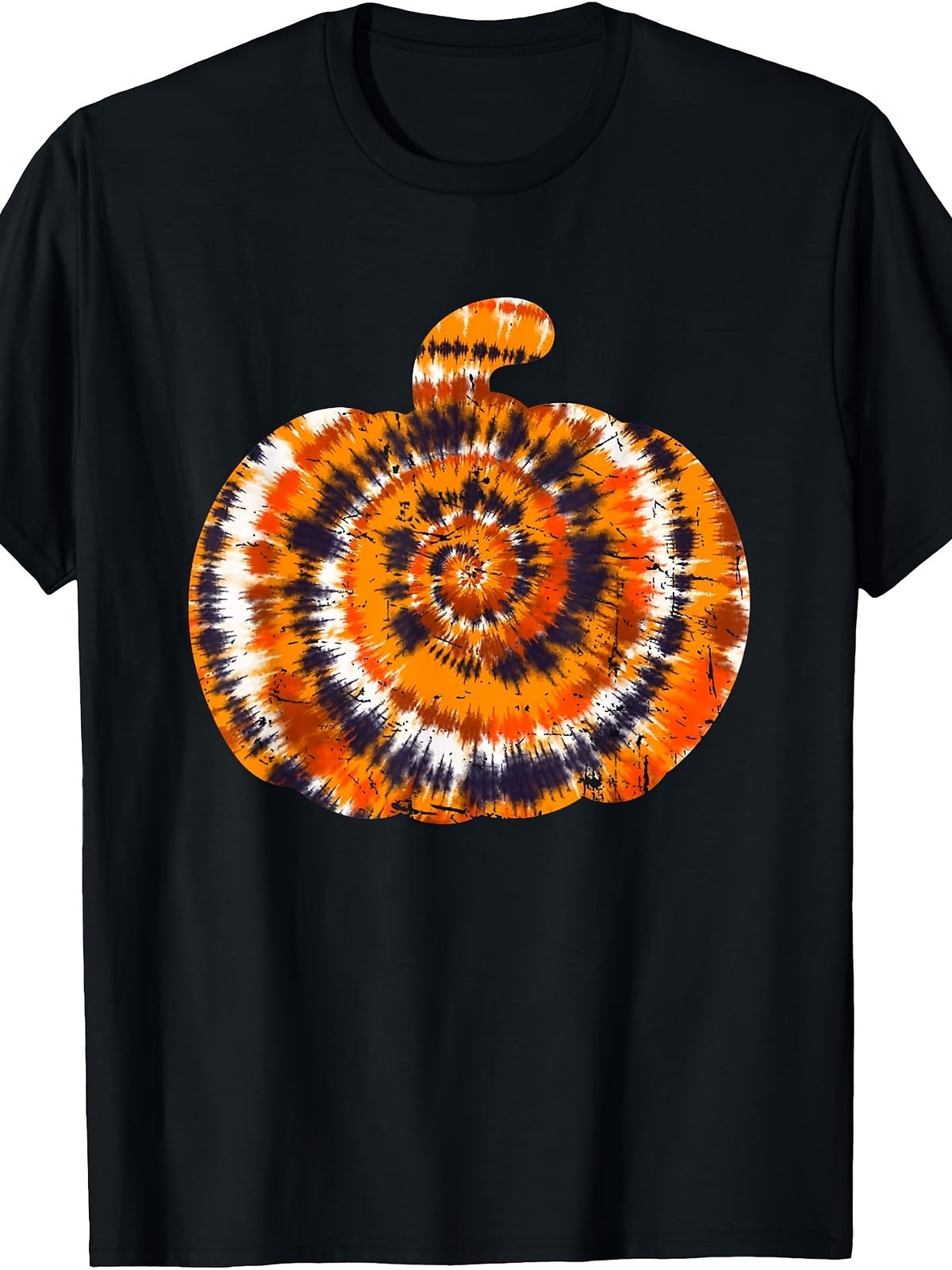 Fun Halloween Tie Dye Pumpkin Hippie Aesthetic Graphic Tee for Men Women, Cute Psychedelic Fall Short Sleeve T-Shirt, Casual Crew Neck Top for Halloween Gift